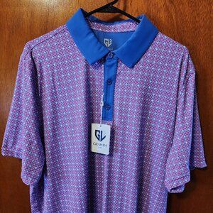 Men's XL Graham Luxe Purple Floral Short Sleeve Golf Polo Shirt NWT